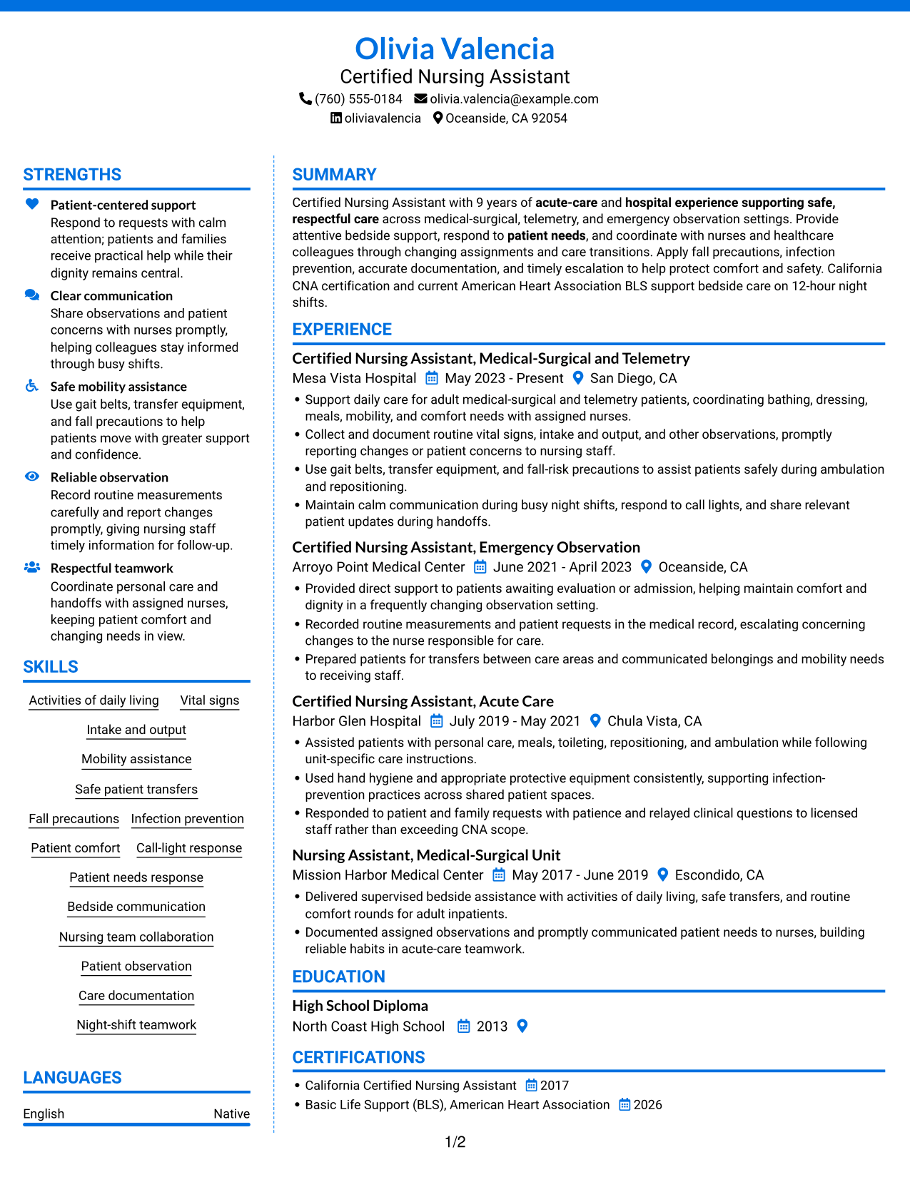 Resume example — page 1