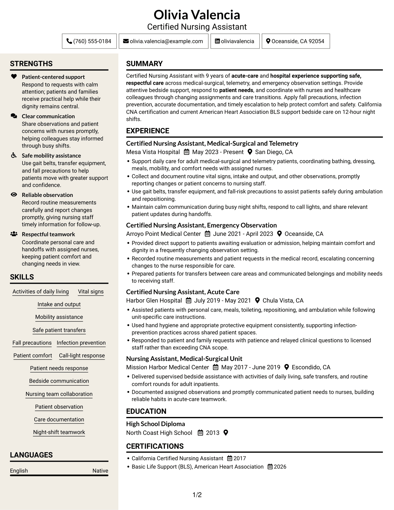 Resume example — page 1