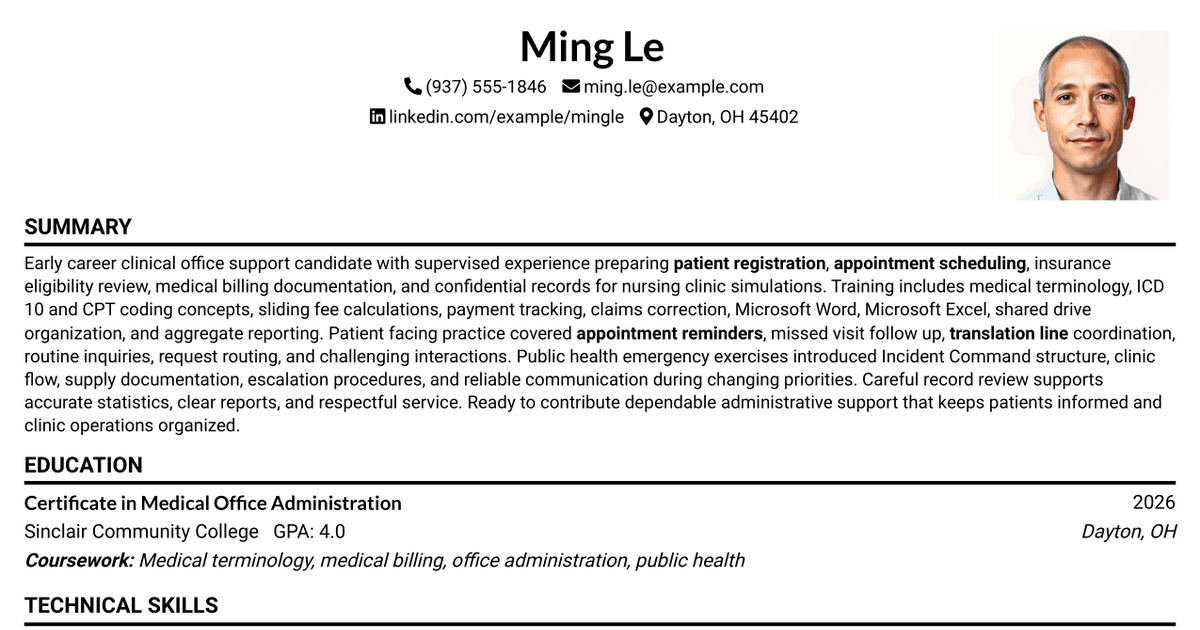 7 Clinical Receptionist/Office Assistant - Nursing Clinical Support Resume Templates with Example