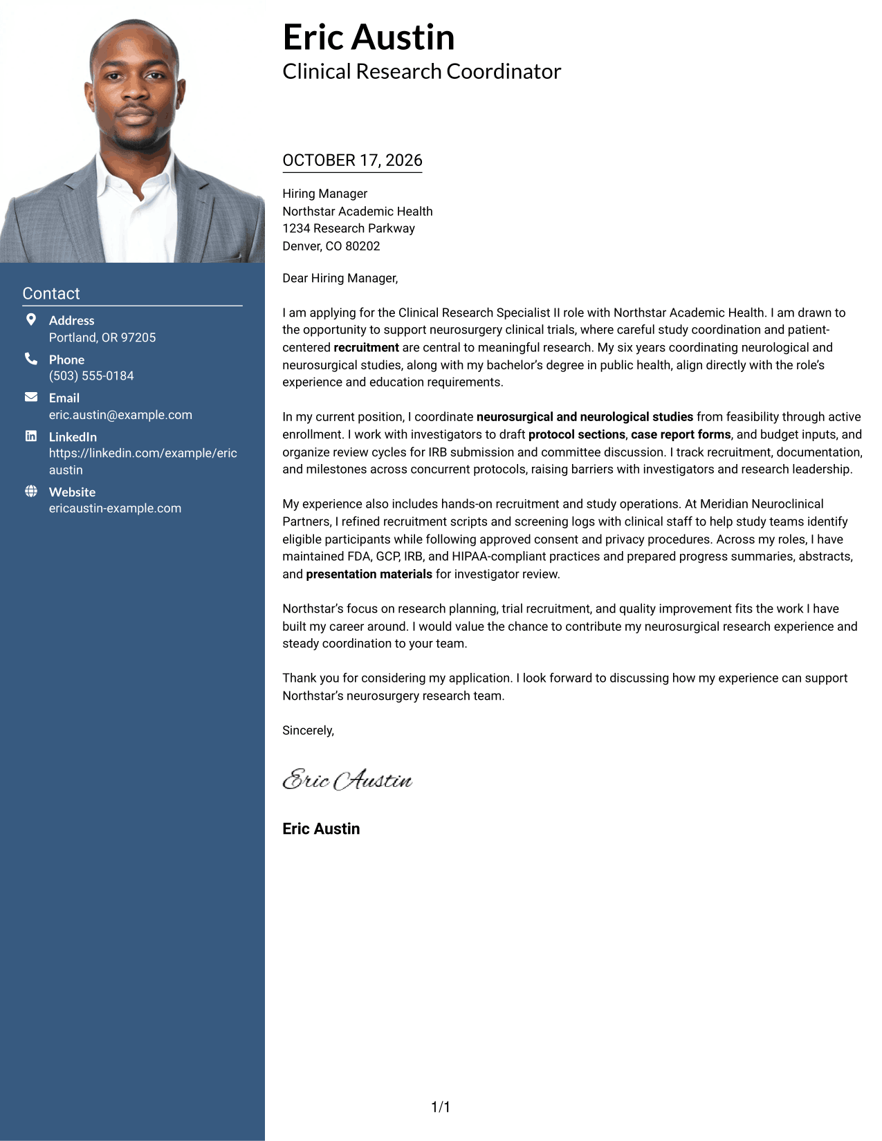 Cover letter example — page 1