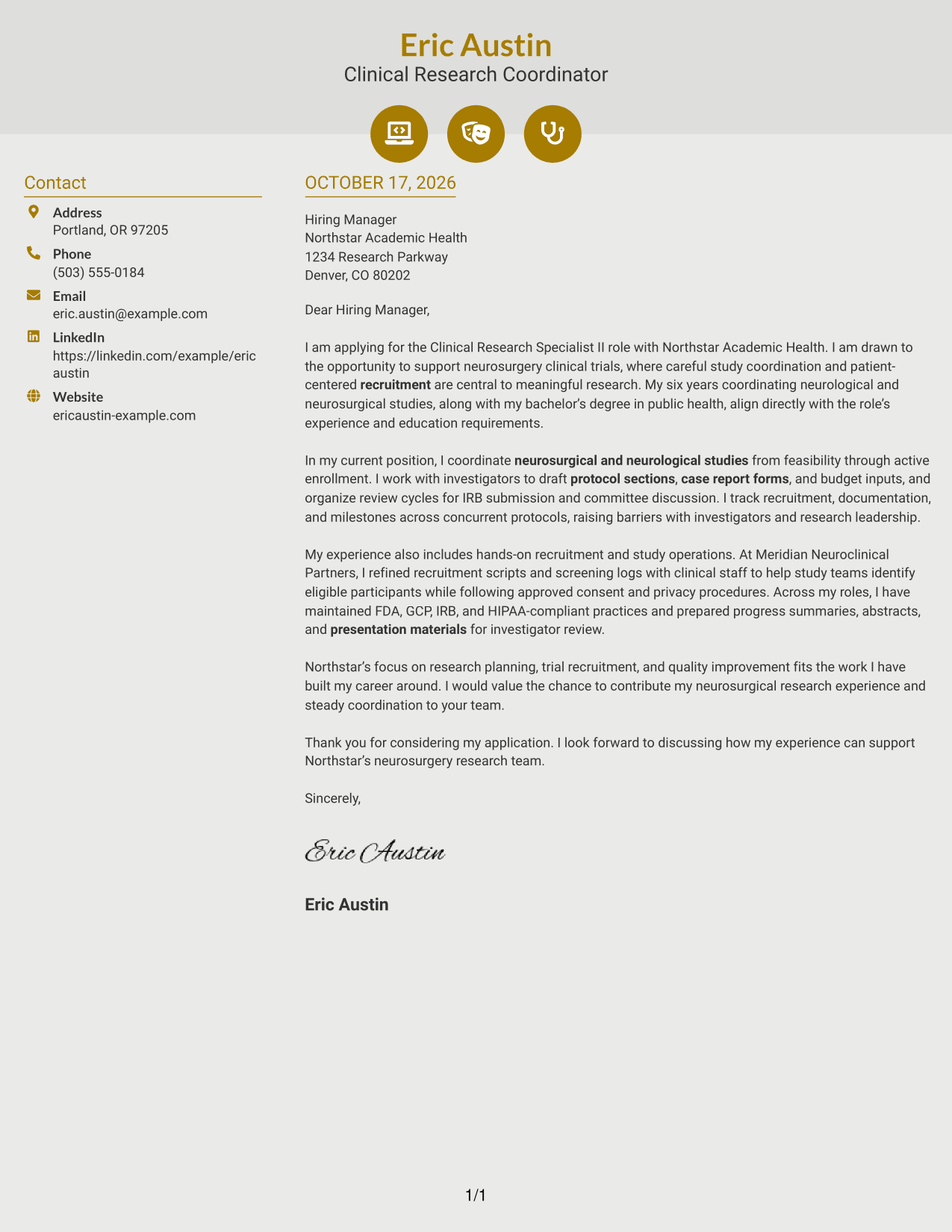 Cover letter example — page 1