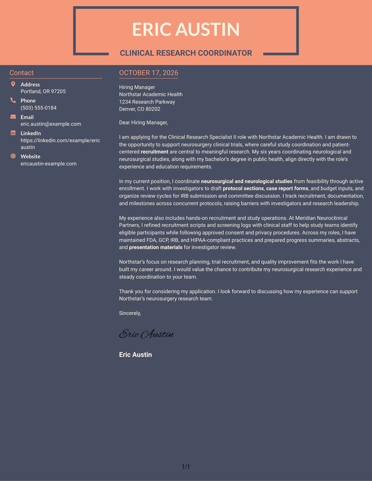 Cover letter example — page 1