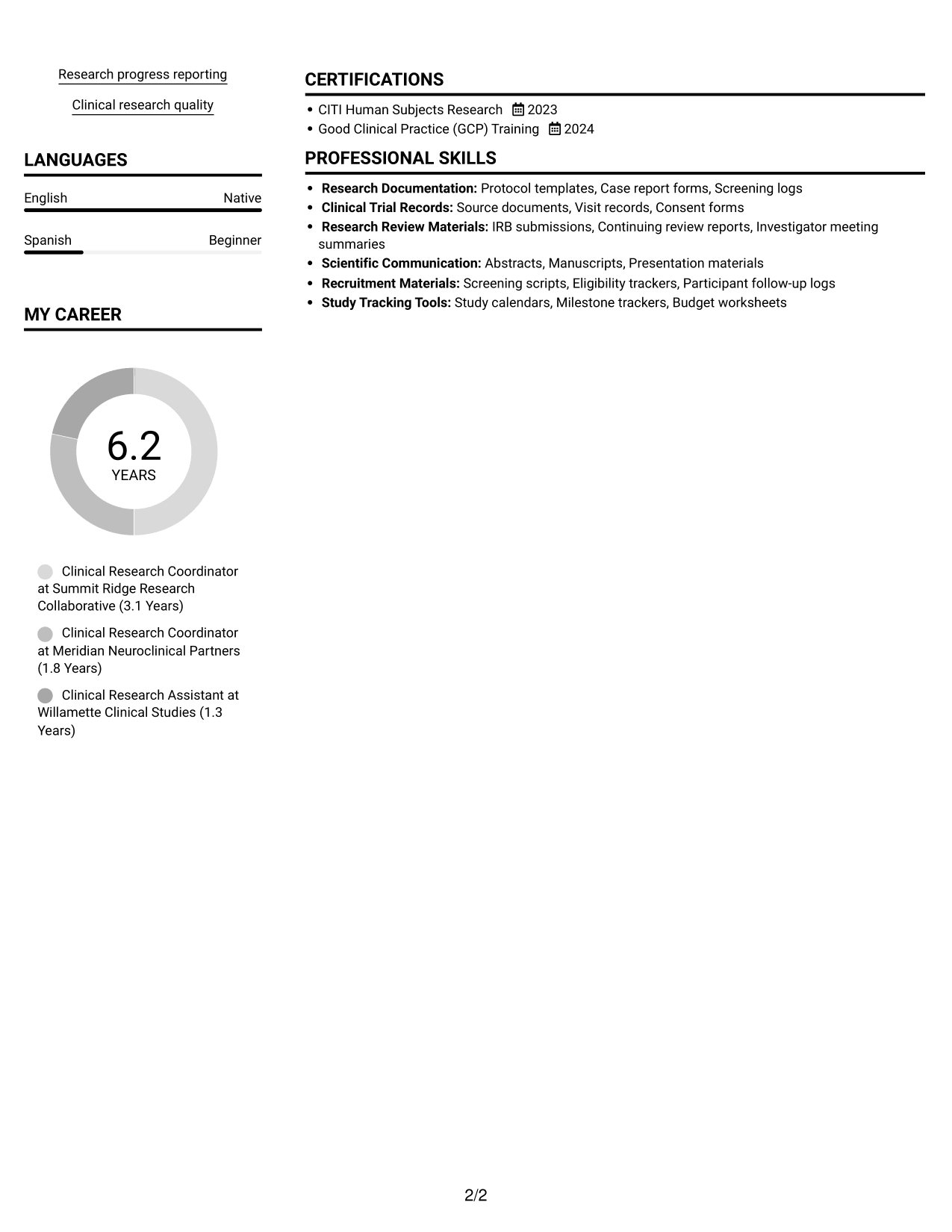 Resume example — page 2
