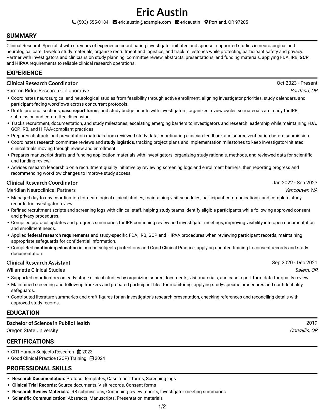 Resume example — page 1