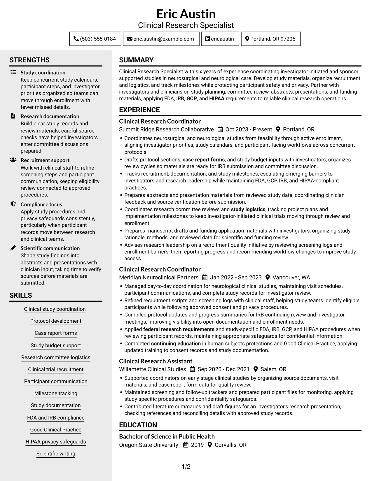 Resume example — page 1