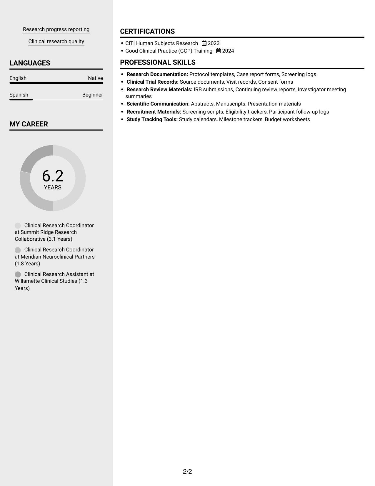 Resume example — page 2