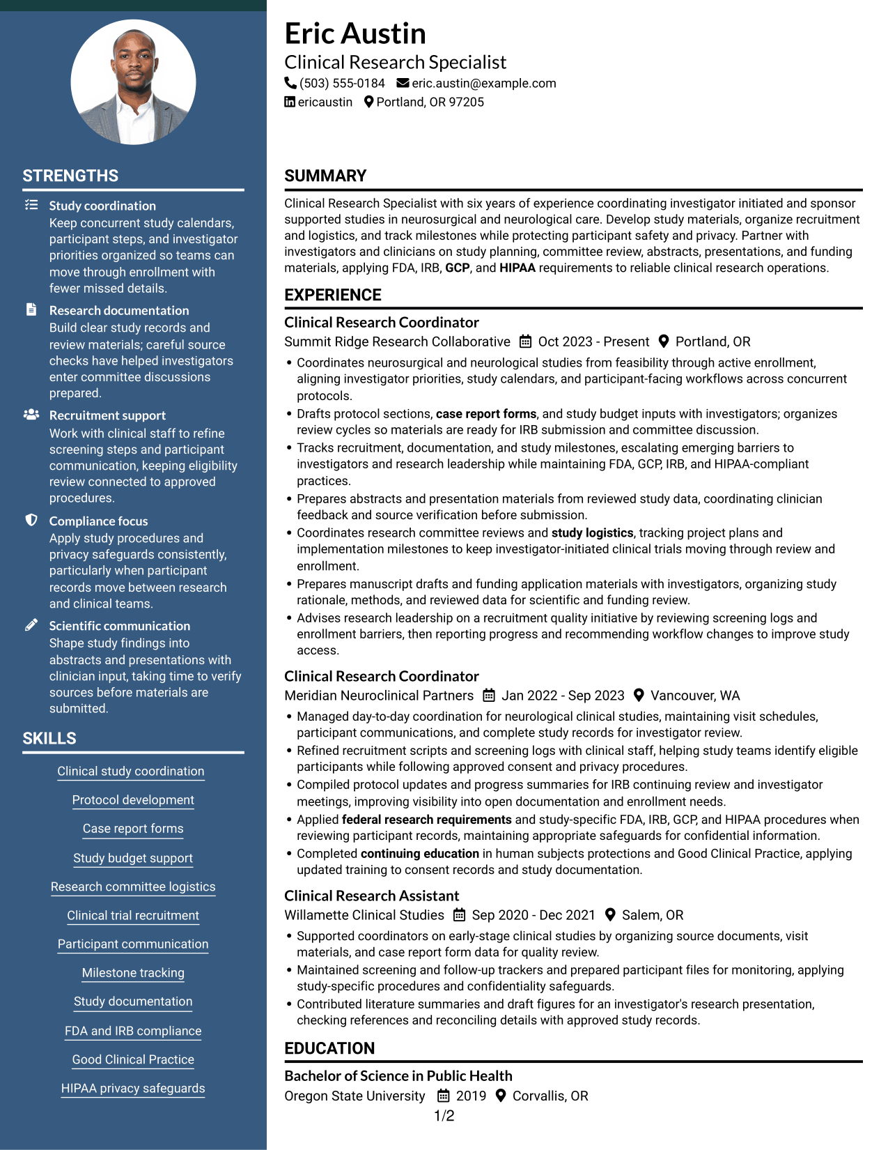 Resume example — page 1