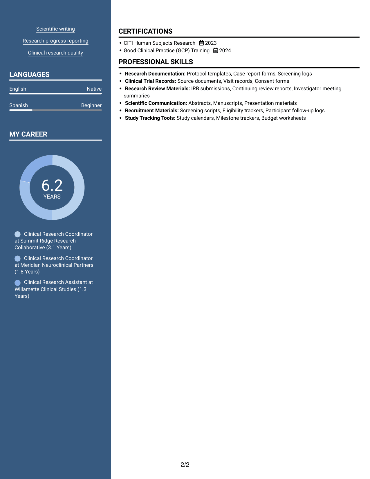 Resume example — page 2