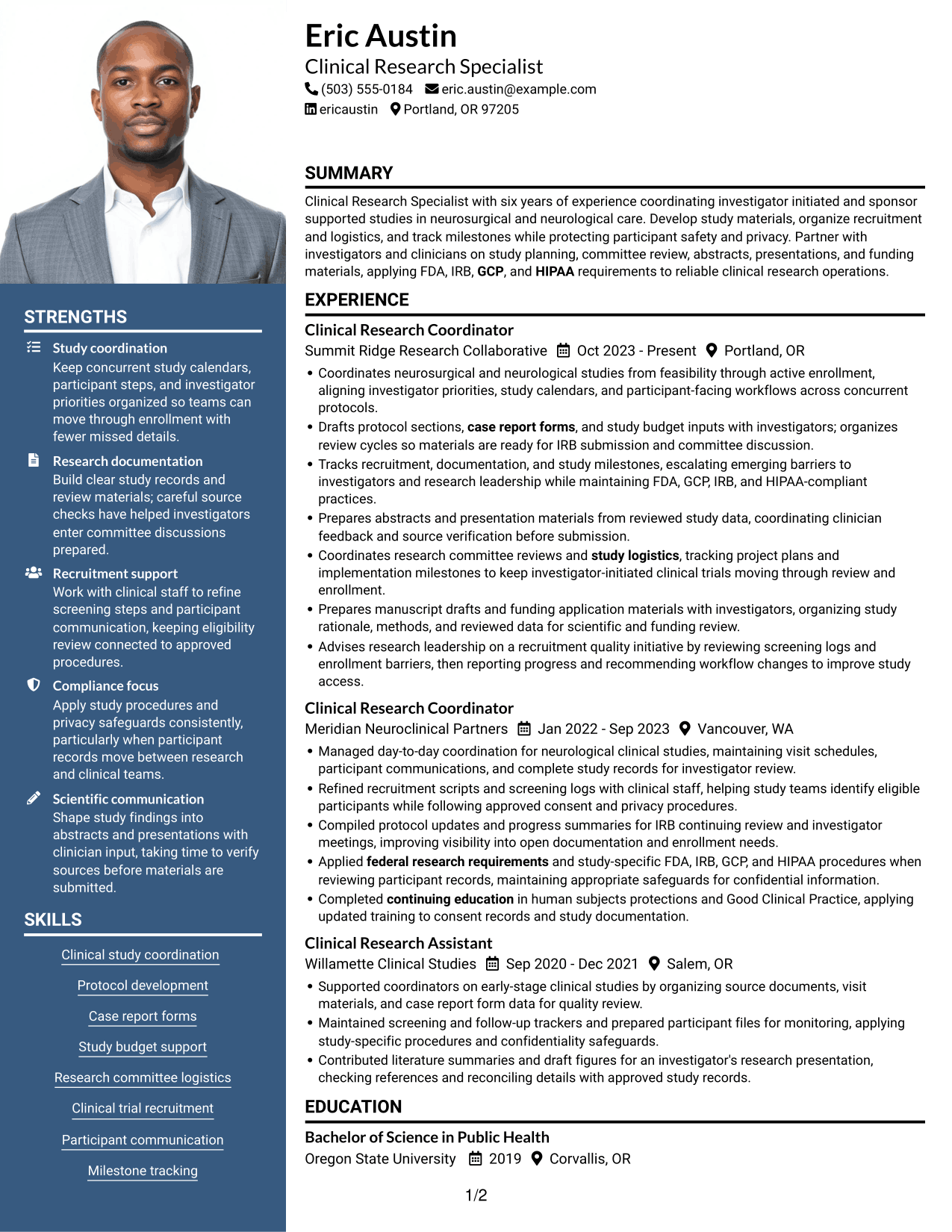 Resume example — page 1