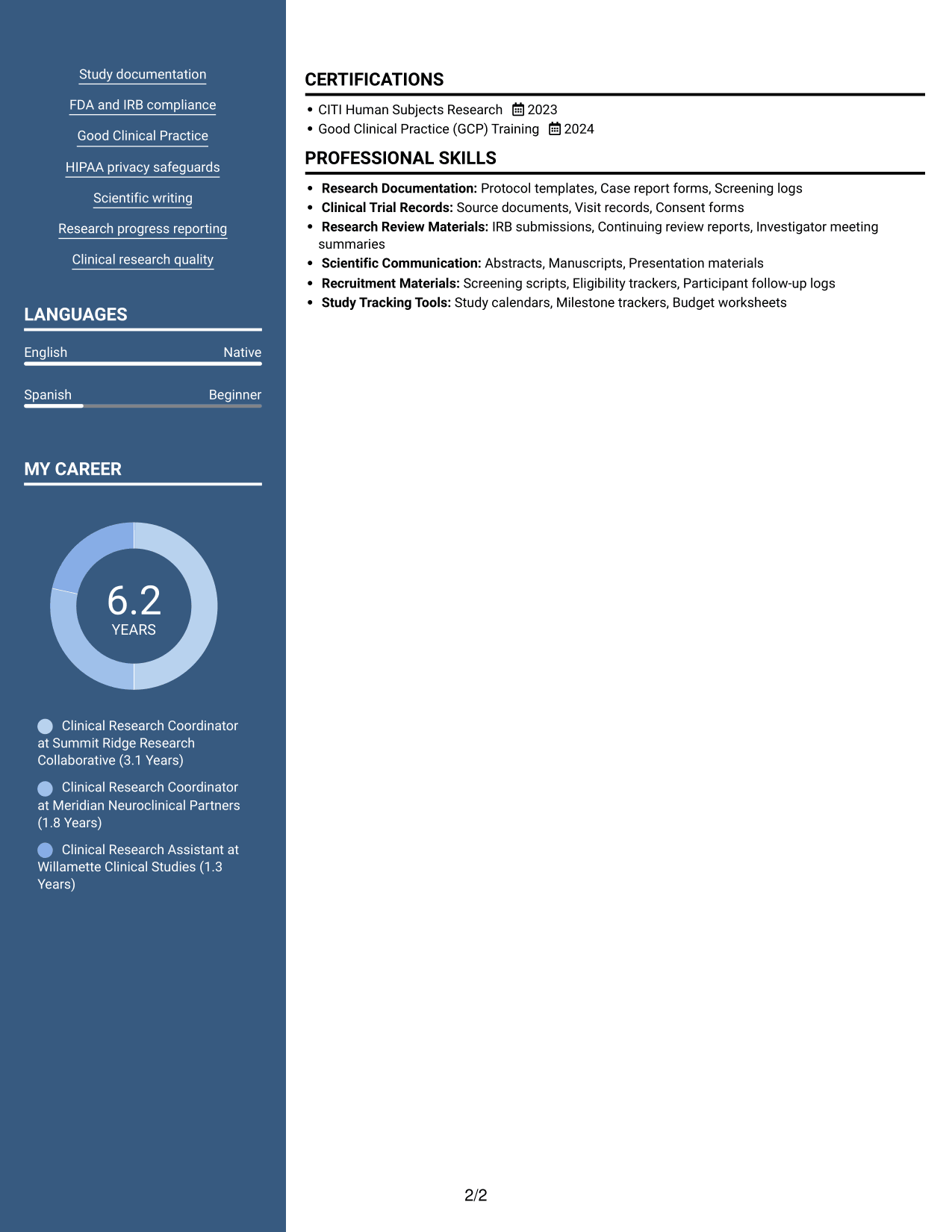 Resume example — page 2