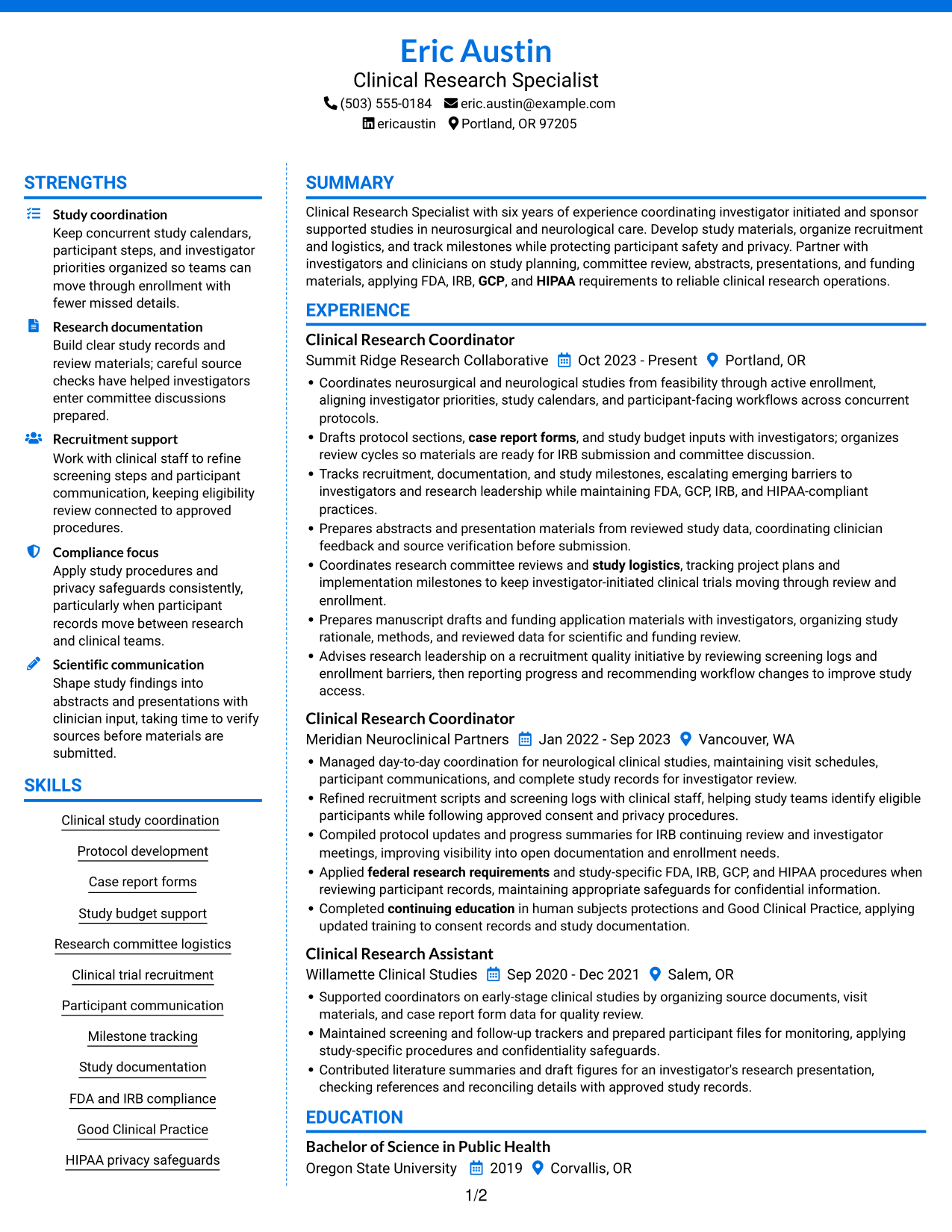 Resume example — page 1