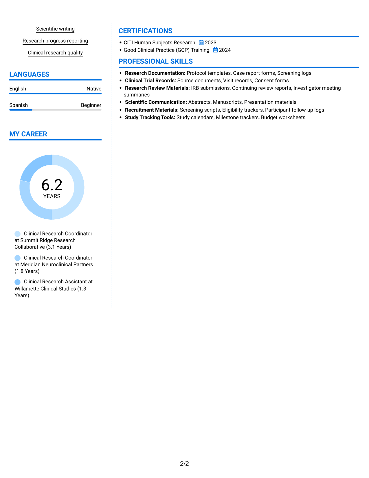 Resume example — page 2