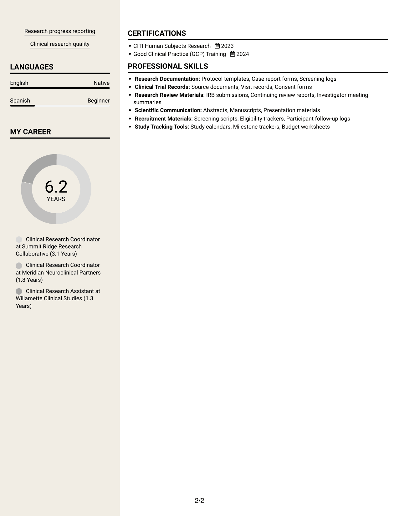 Resume example — page 2