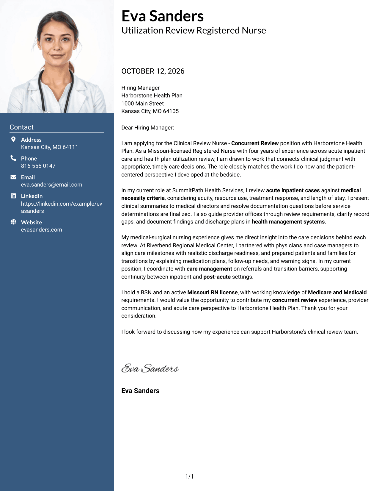 Cover Letter Example Page 1