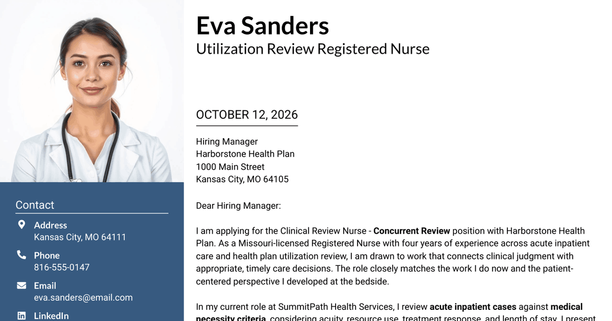 7 Clinical Review Nurse - Concurrent Review Cover Letter Templates with Example