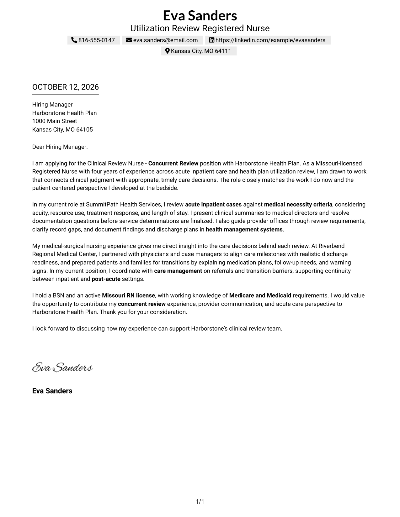 Text/Fang Style Cover Letter Preview