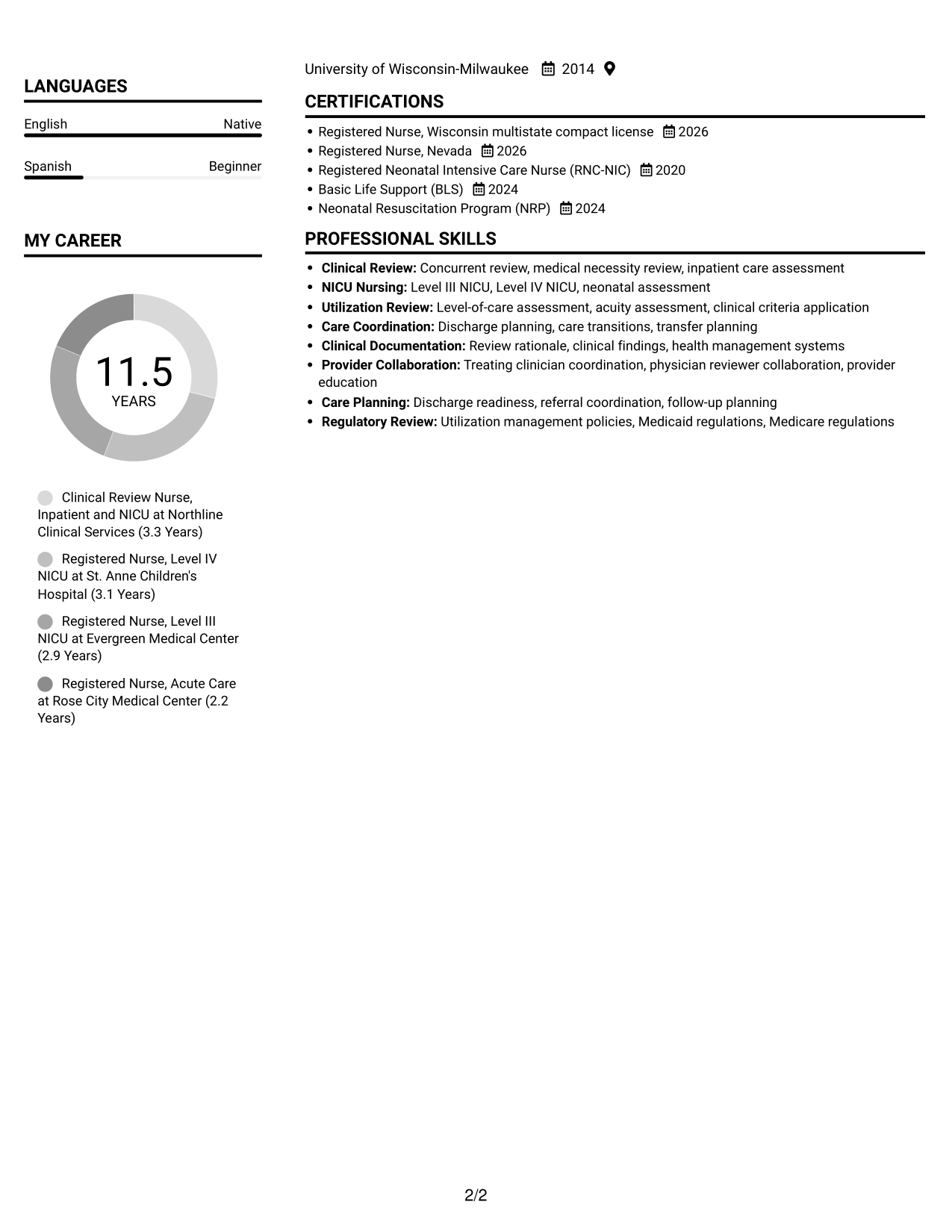 Resume example — page 2