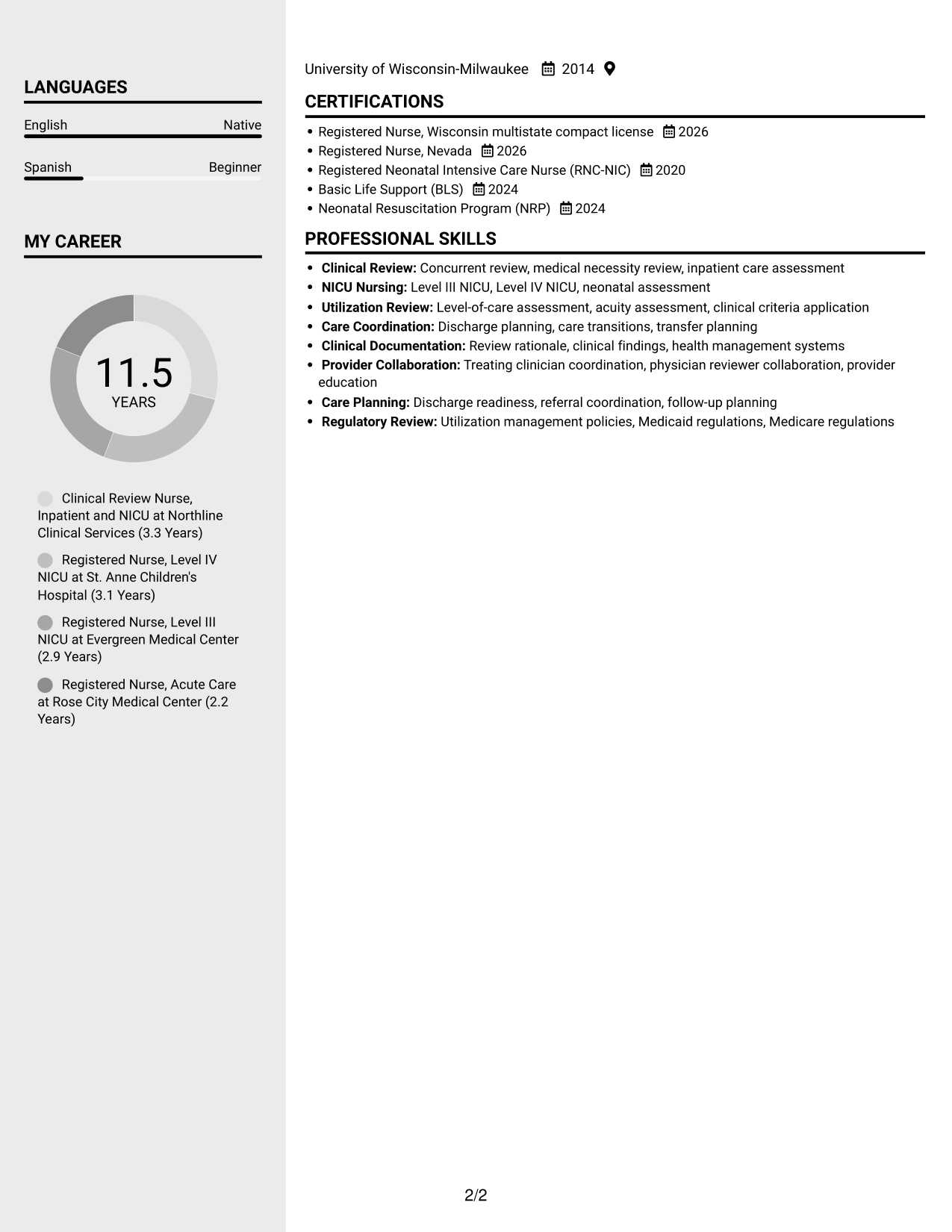 Resume example — page 2