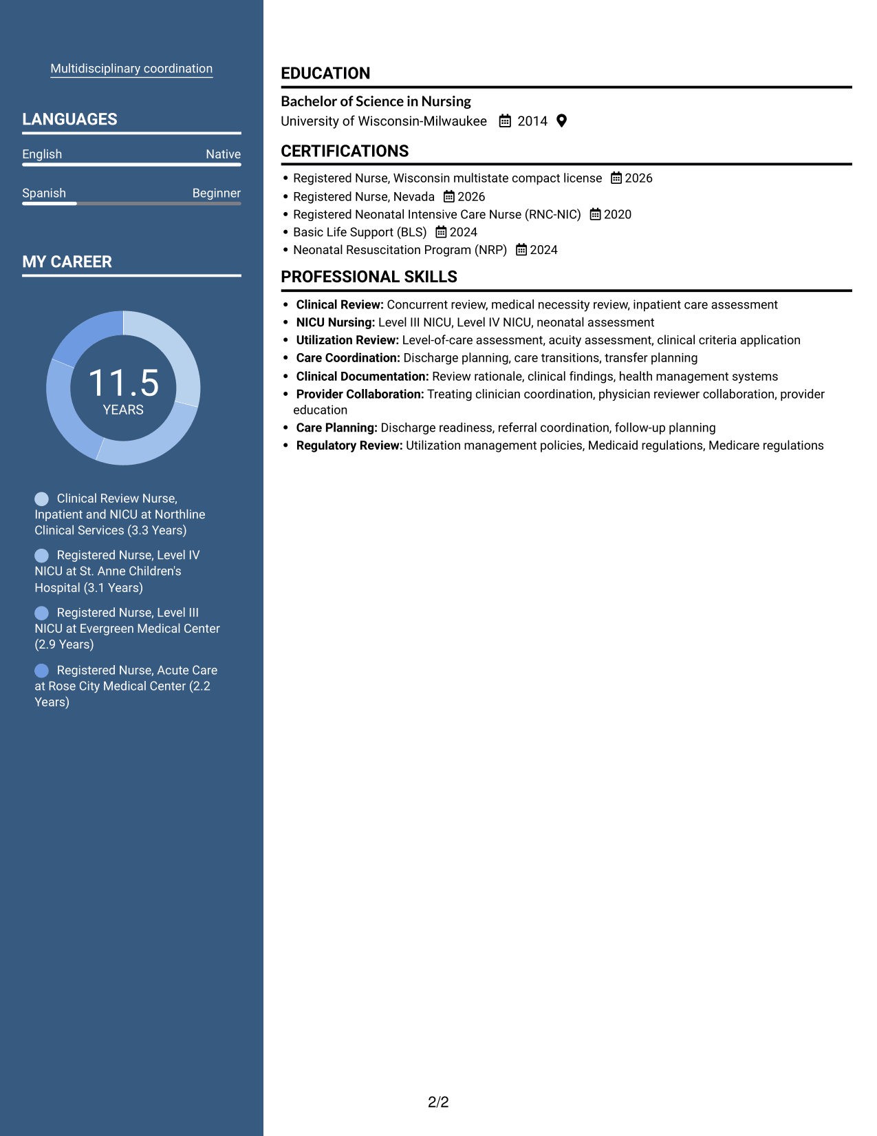 Resume example — page 2