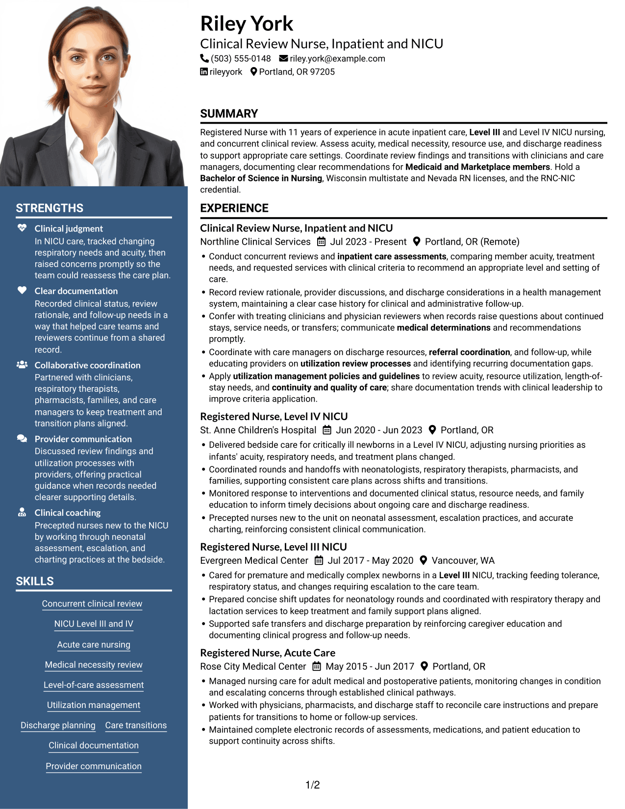 Resume example — page 1