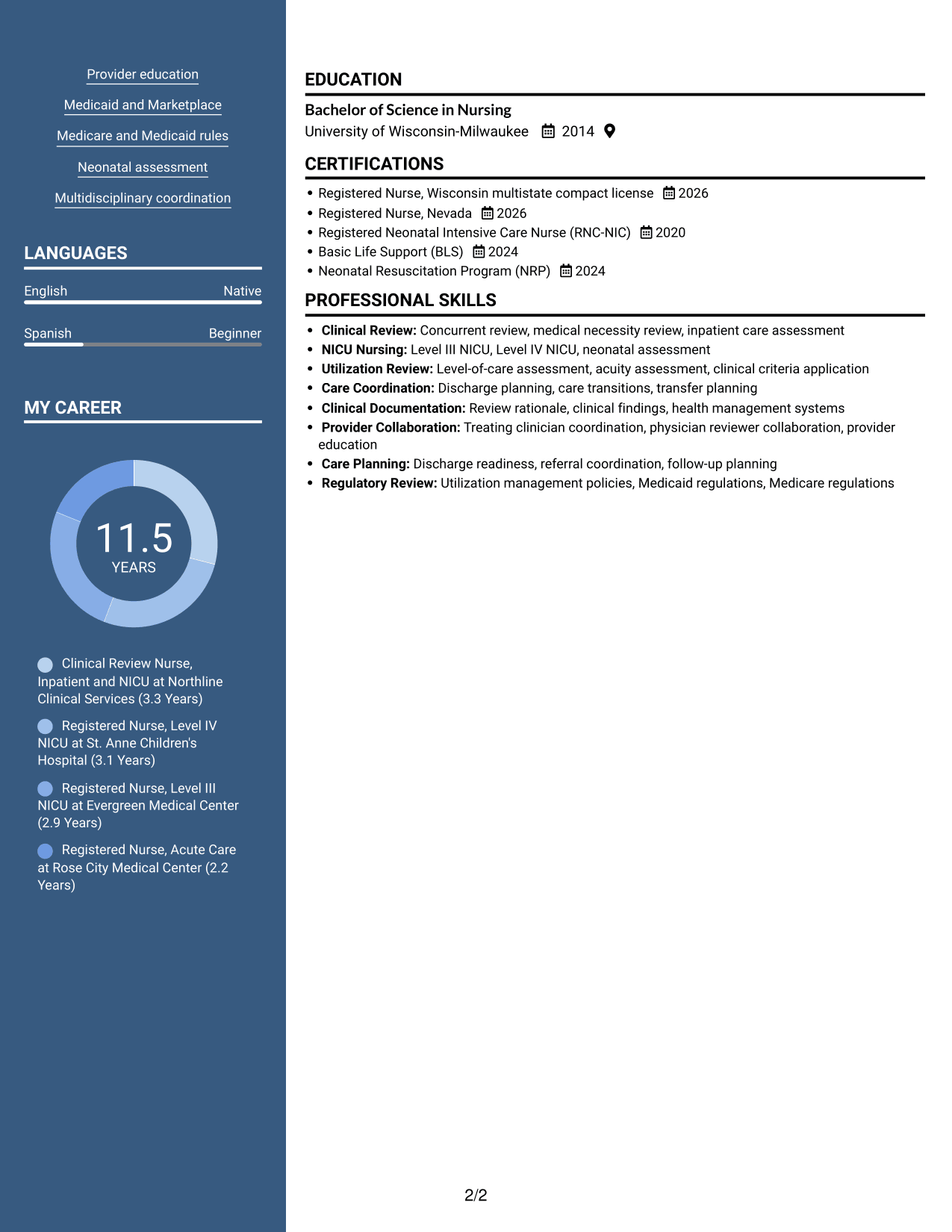 Resume example — page 2