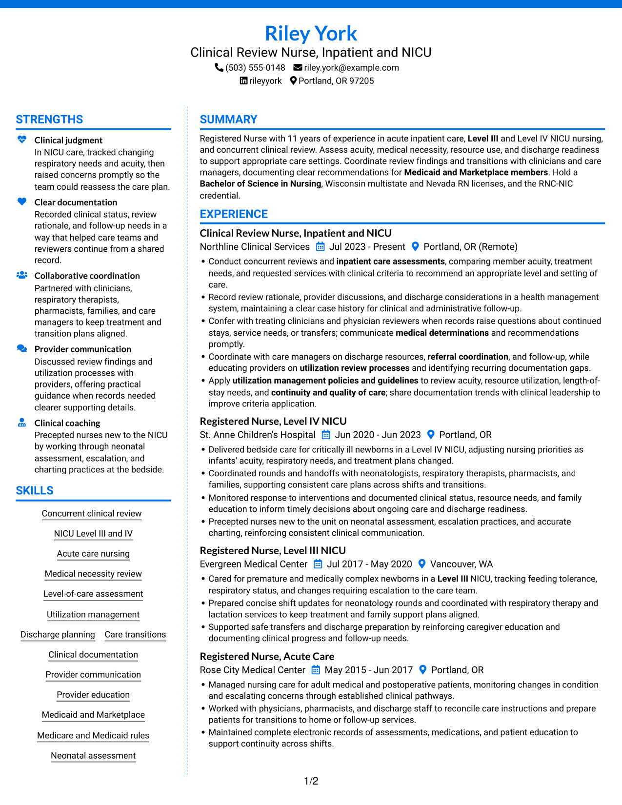 Resume example — page 1