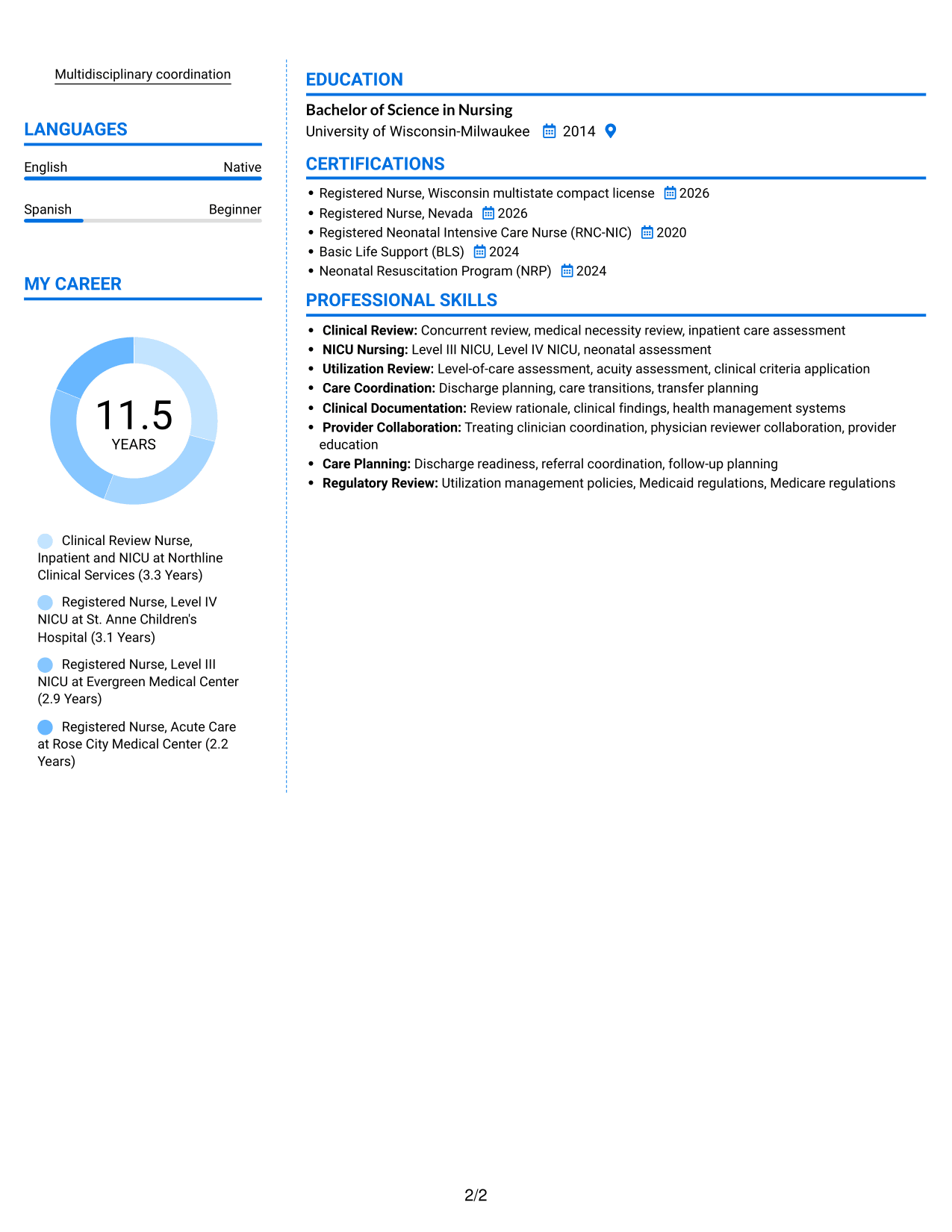 Resume example — page 2