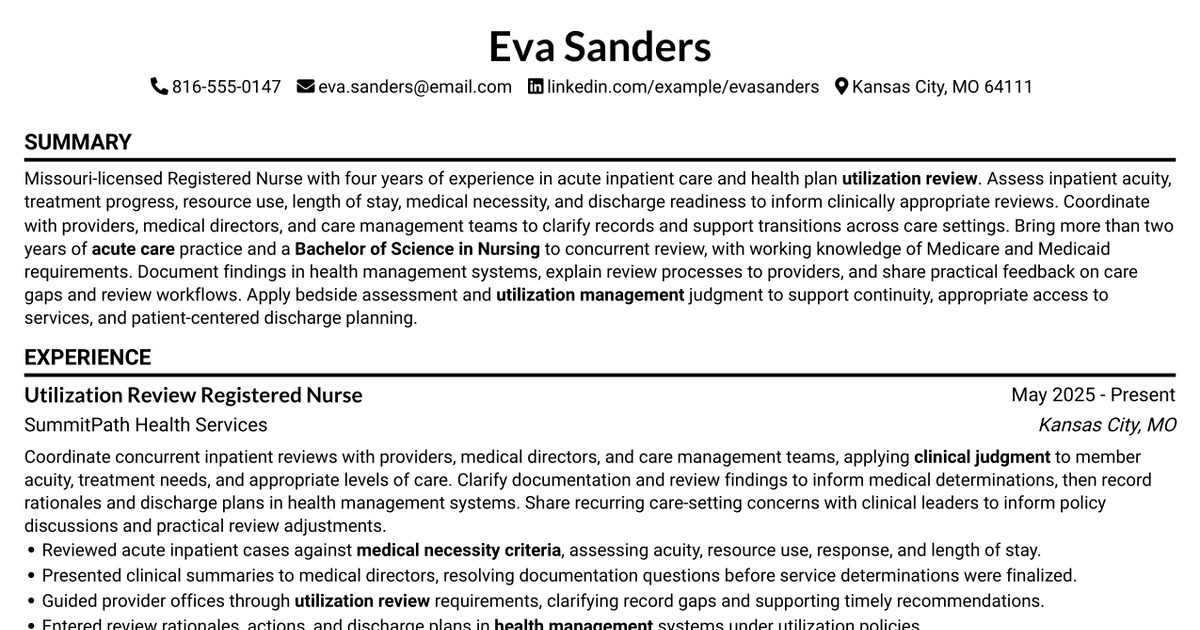 7 Clinical Review Nurse - Concurrent Review Resume Templates with Example