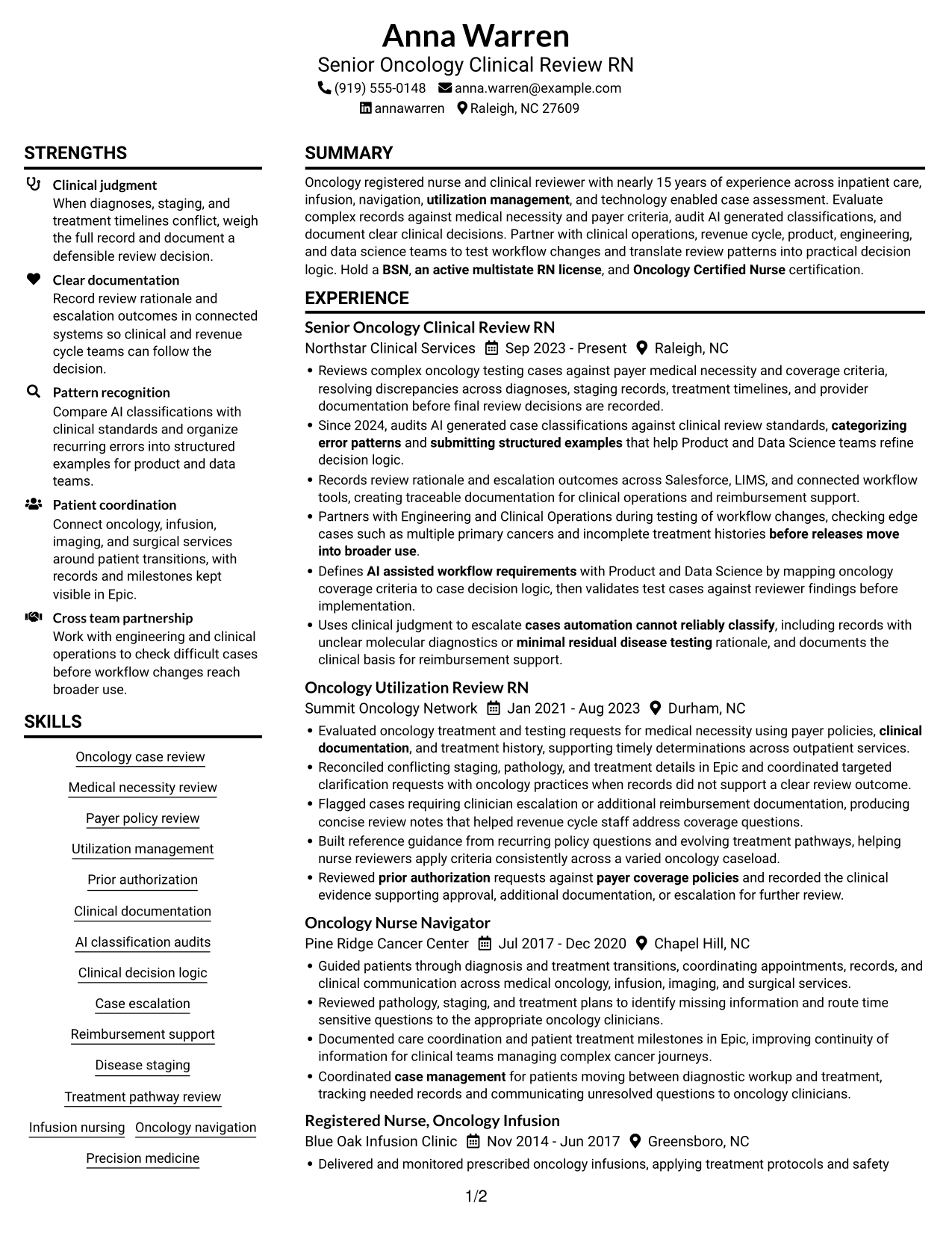 Resume example — page 1
