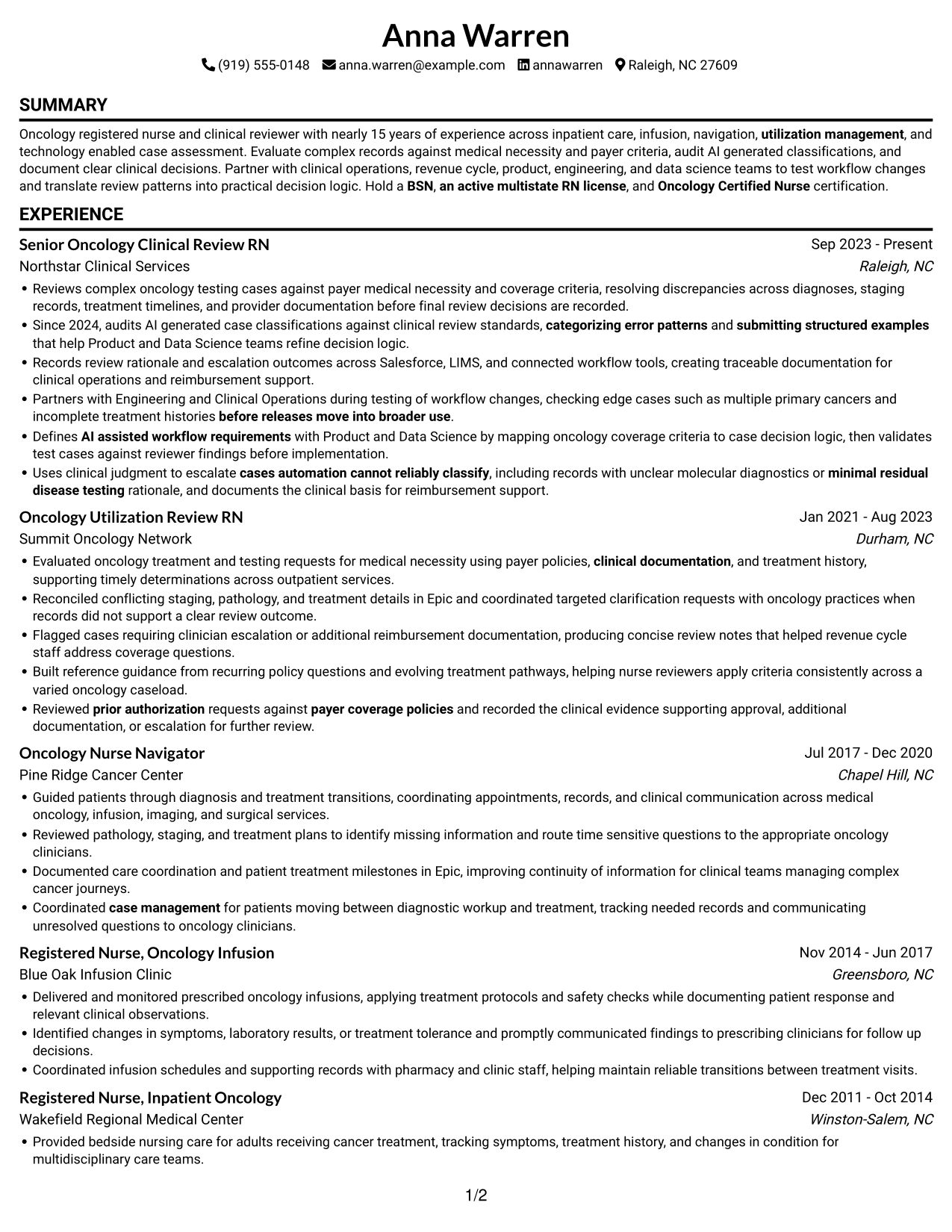 Resume example — page 1