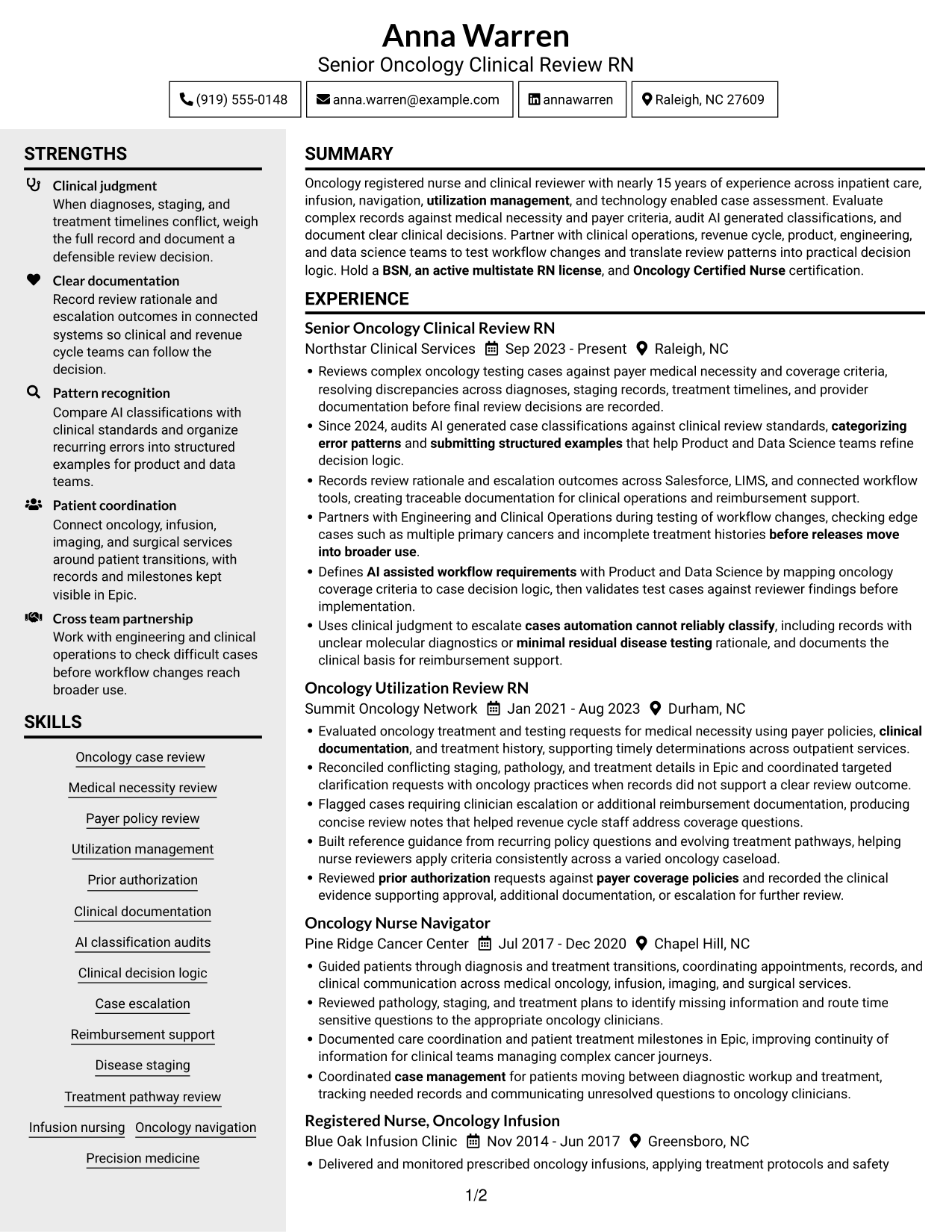 Resume example — page 1