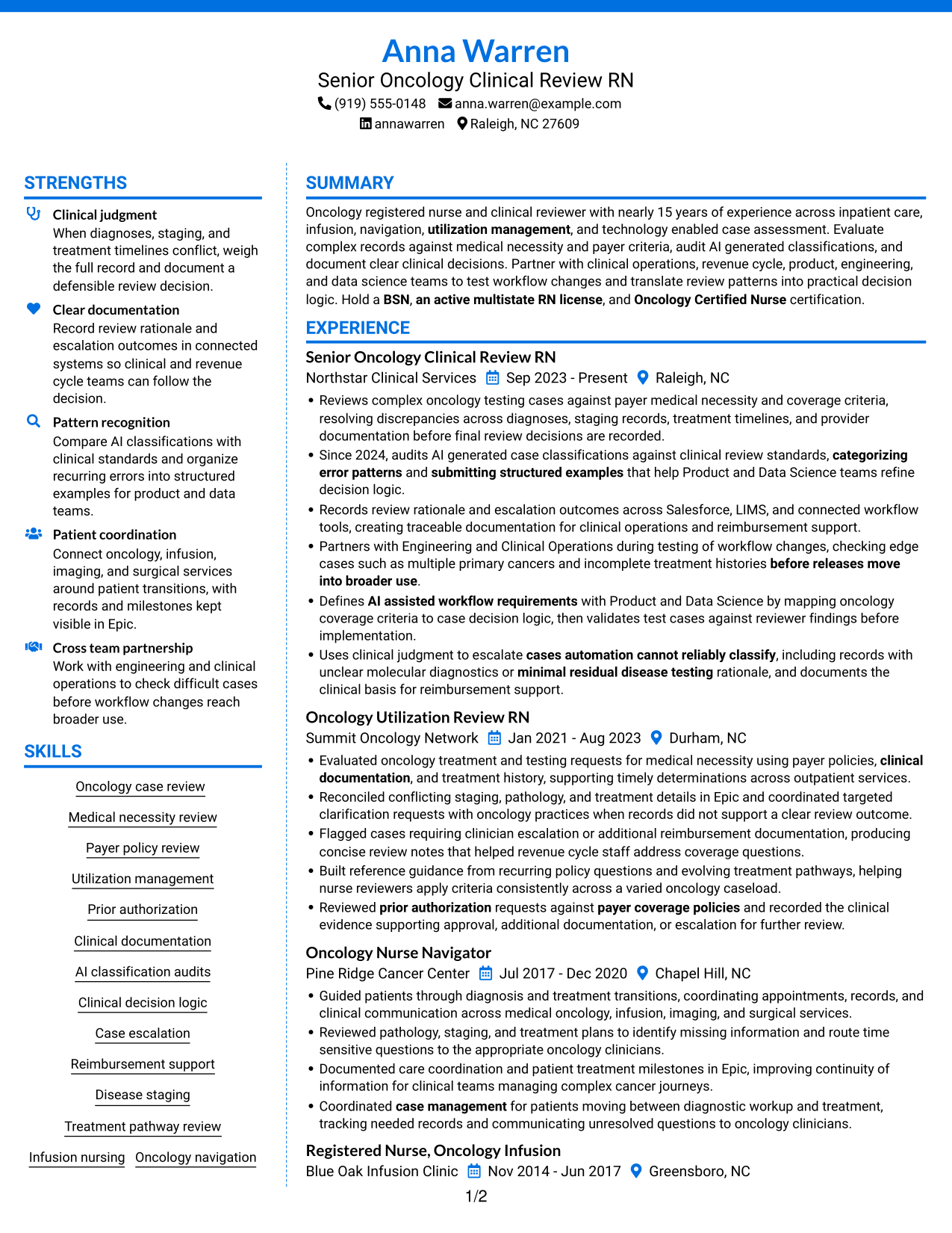 Resume example — page 1