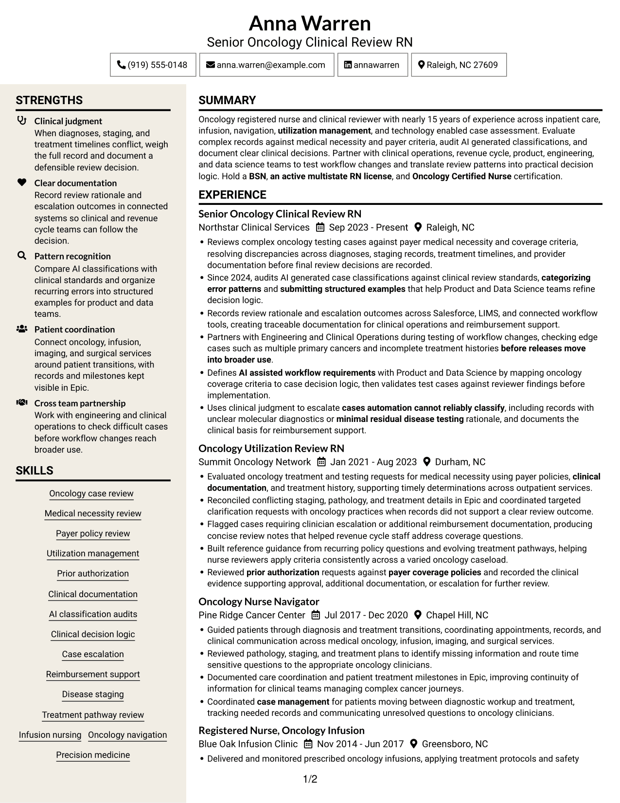 Resume example — page 1