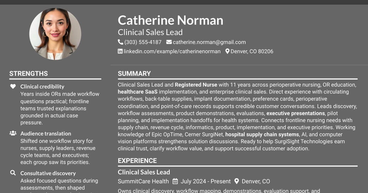 33 Clinical Sales Lead Resume Templates with Example 2026 (ATS-Optimized)