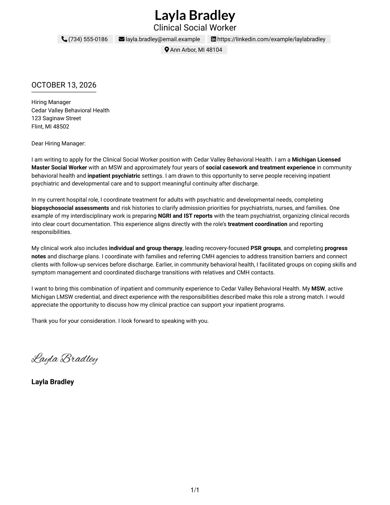 Text/Fang Style Cover Letter Preview