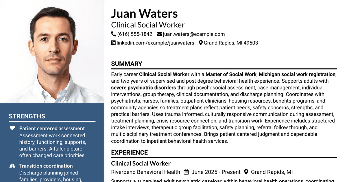 7 Clinical Social Worker Resume Templates with Example