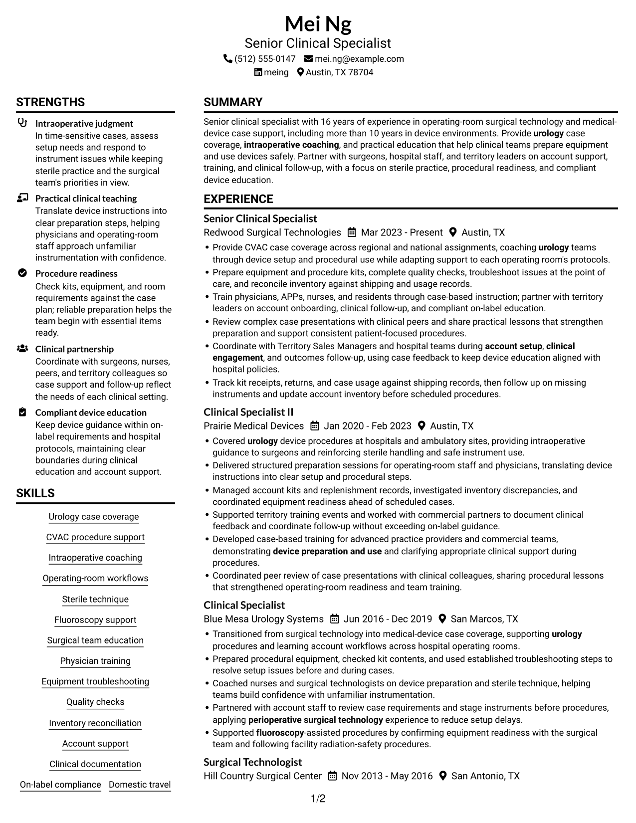 Resume example — page 1