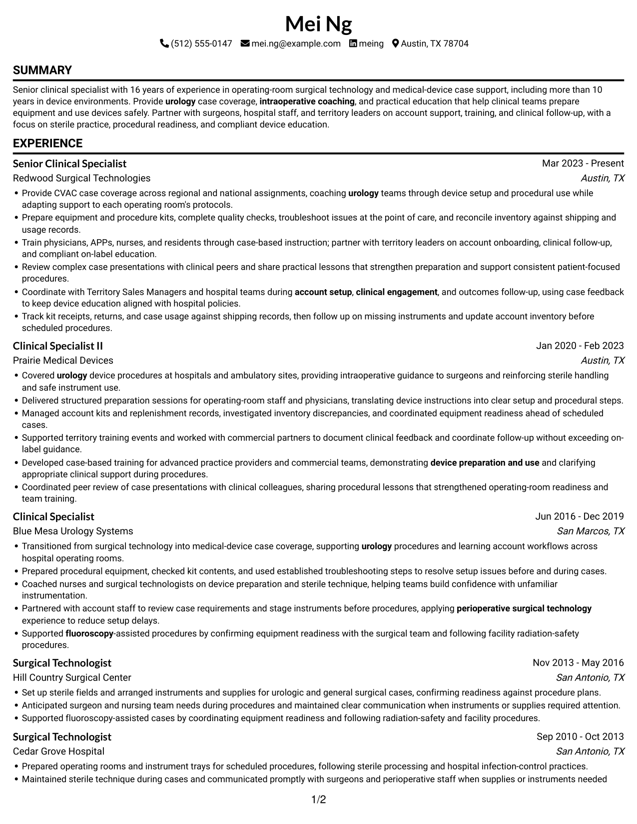 Resume example — page 1