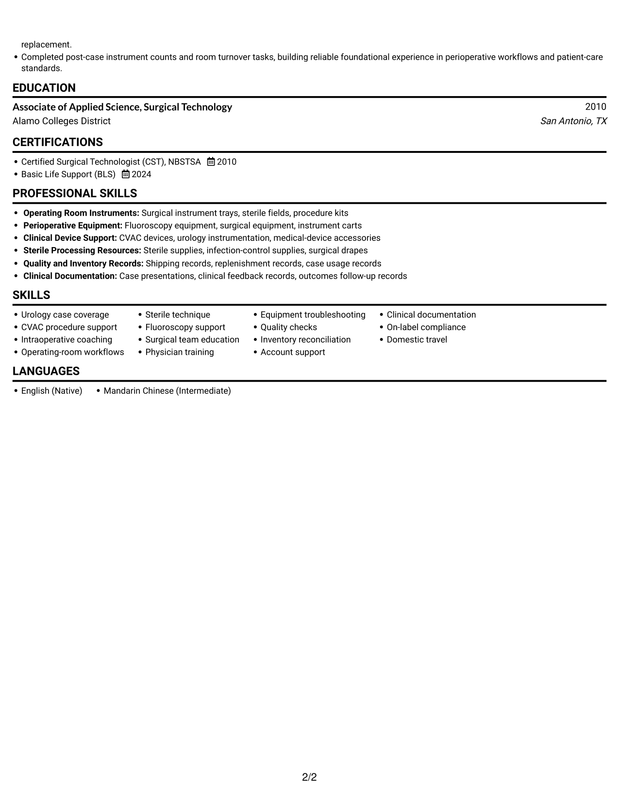 Resume example — page 2