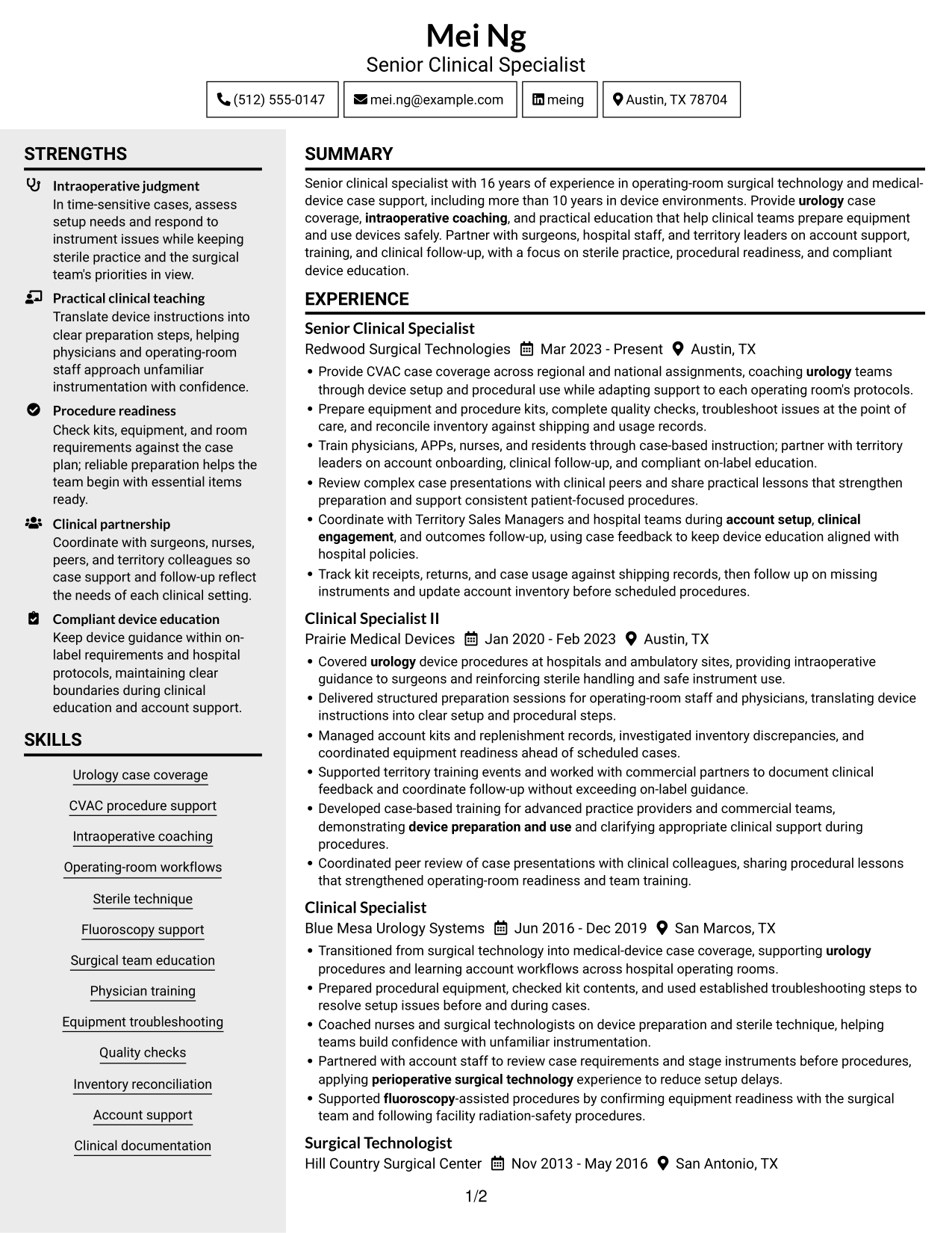 Resume example — page 1