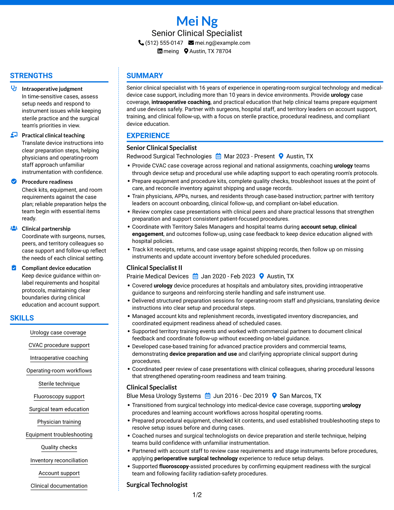 Resume example — page 1
