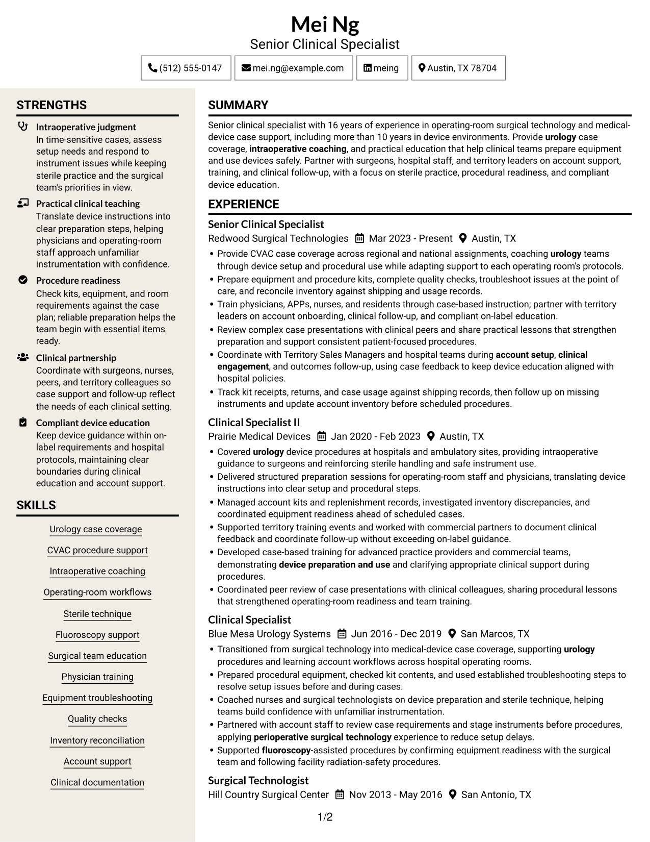 Resume example — page 1