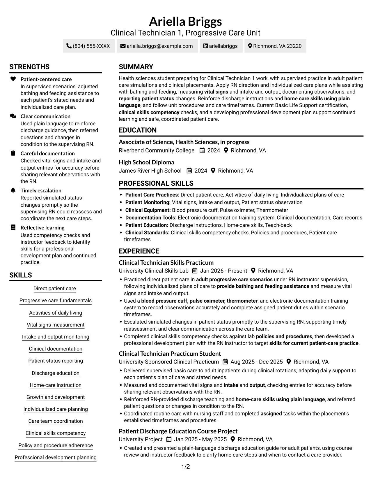 Resume example — page 1
