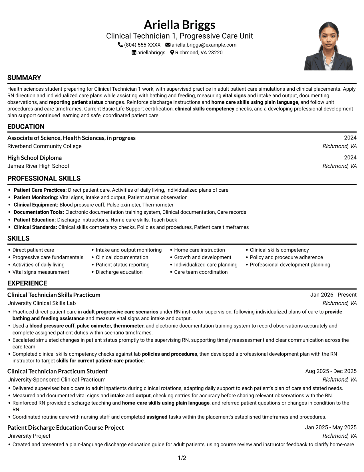 Resume example — page 1