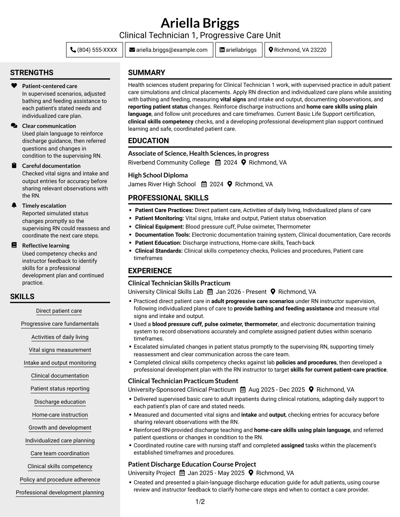 Resume example — page 1