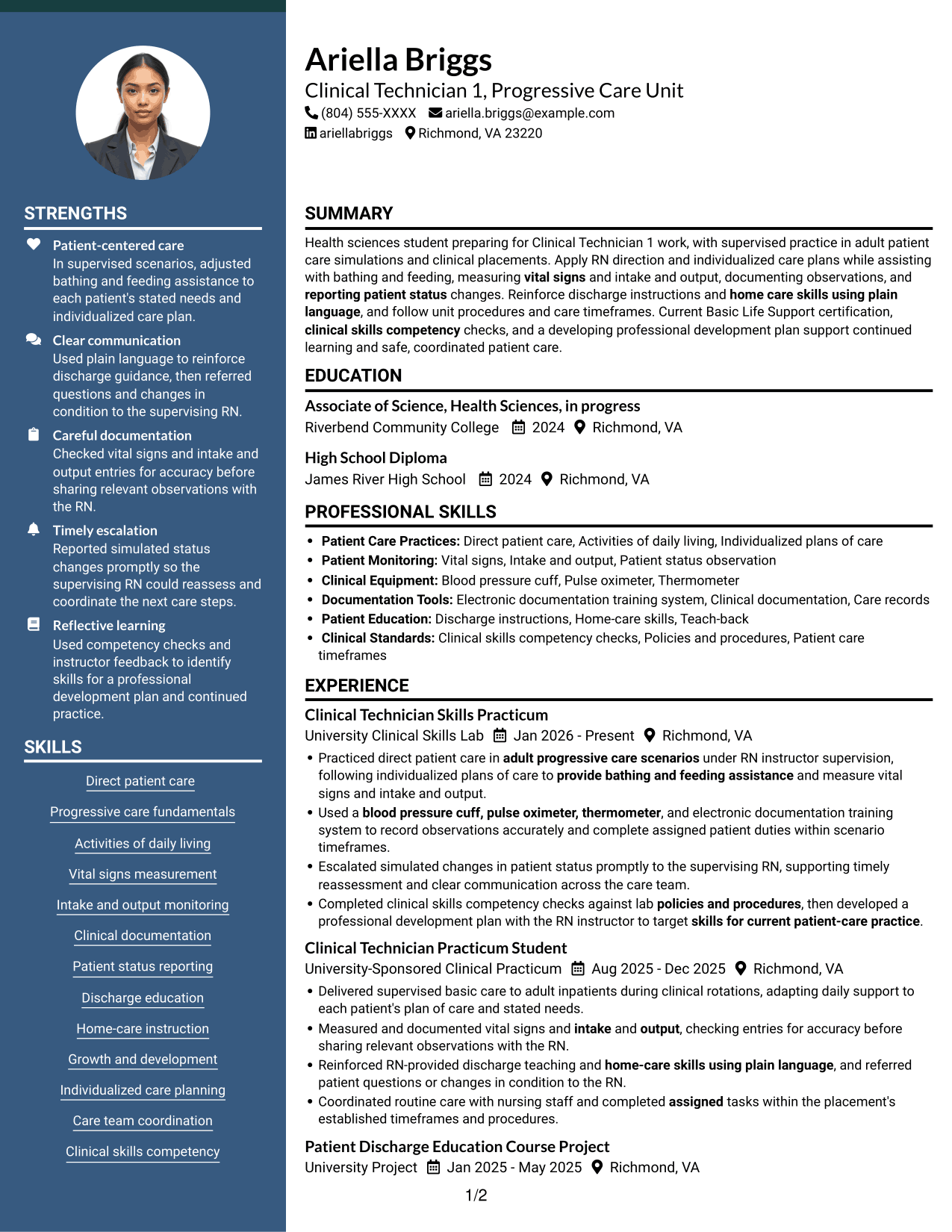 Resume example — page 1