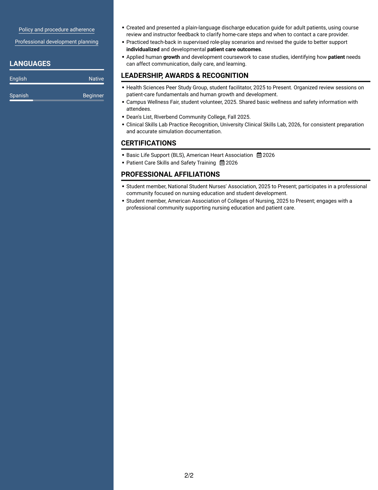 Resume example — page 2