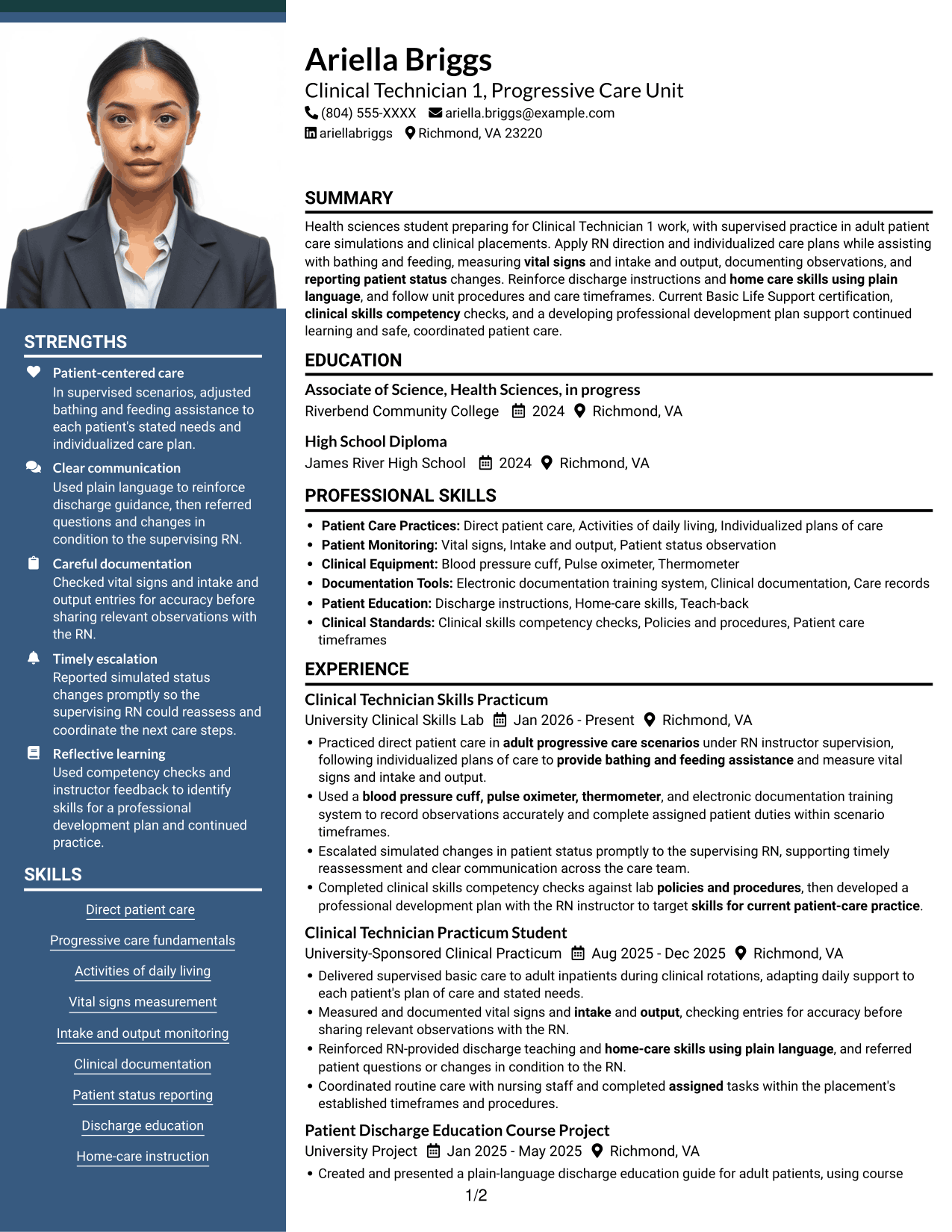 Resume example — page 1