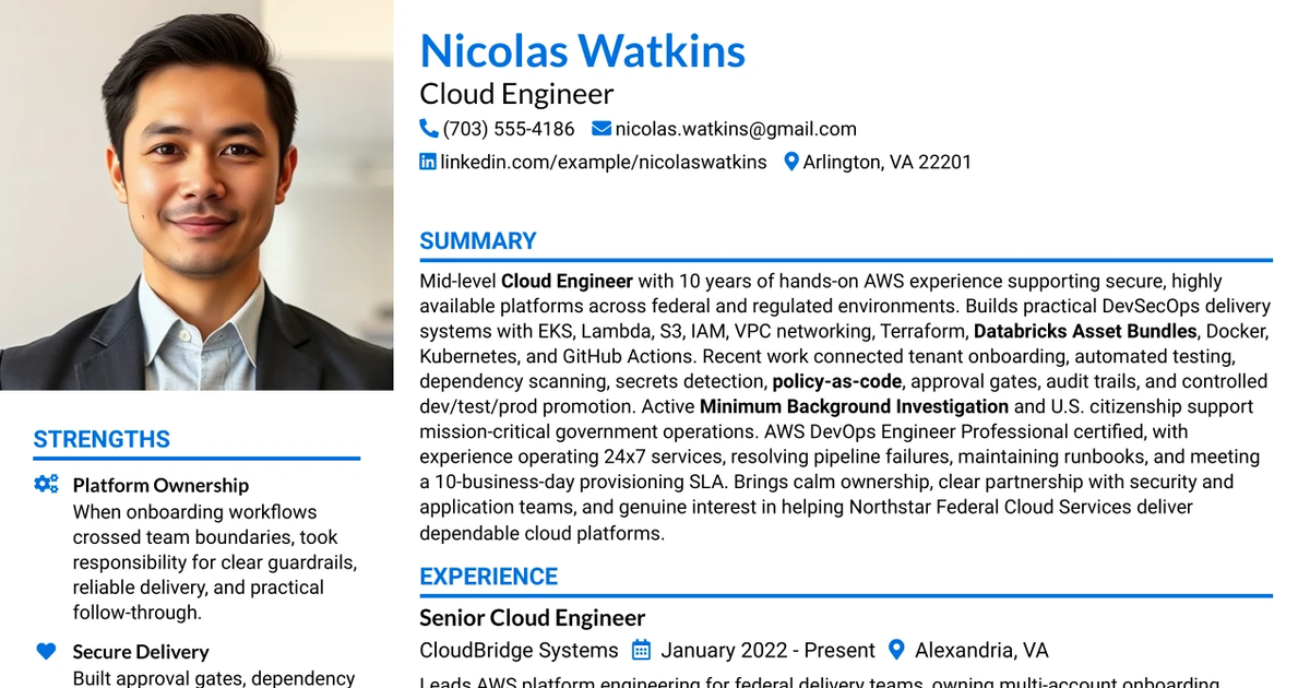 33 Cloud Engineer – Mid-Level Resume Templates with Example 2026 (ATS-Optimized)