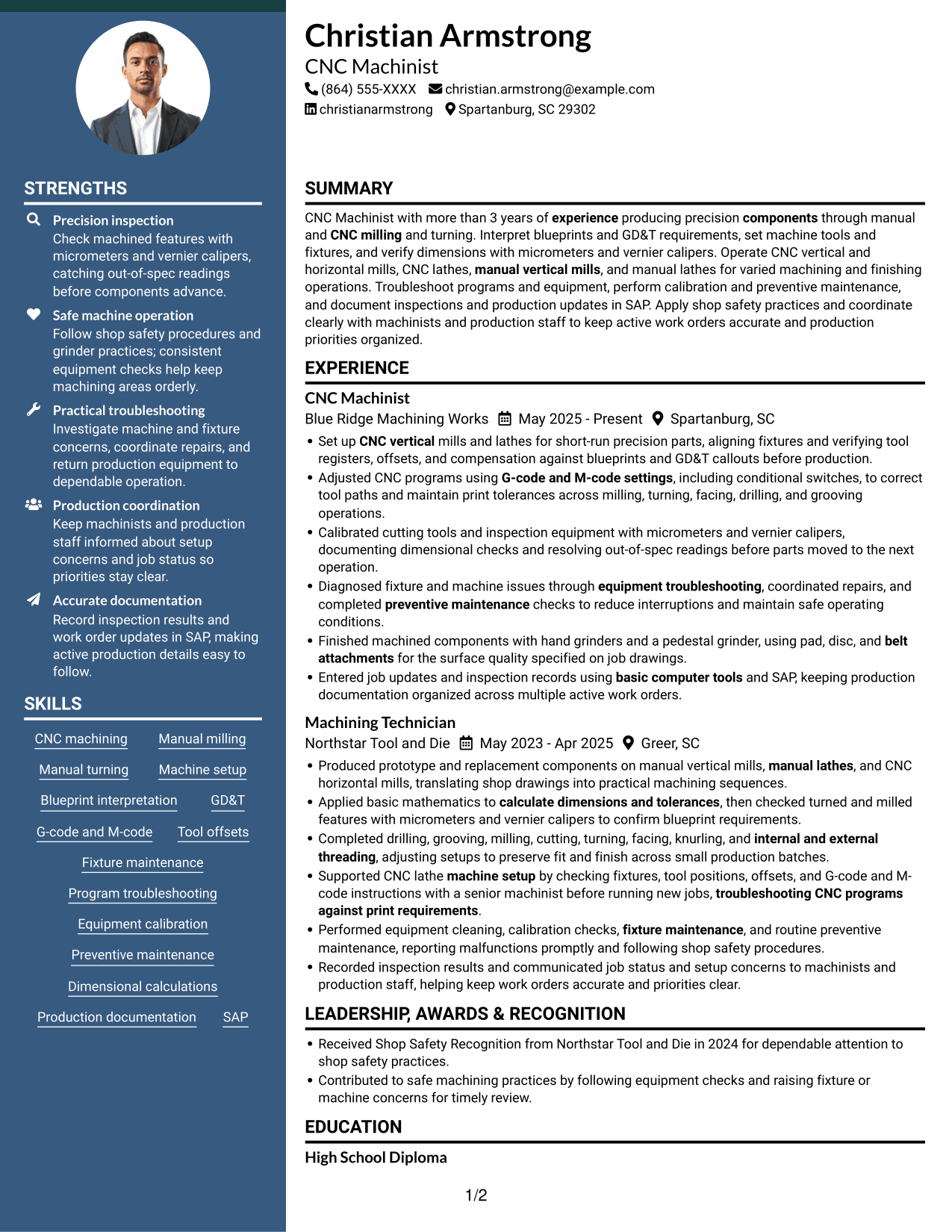 Resume example — page 1